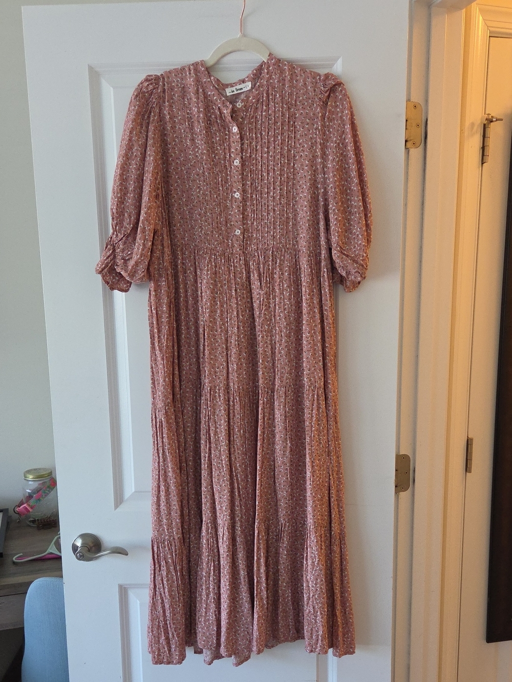 In Bloom Dusty Rose Floral Tiered Button-Front Maxi Dress